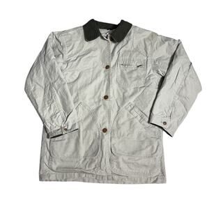 Vtg LL Bean H145 Coat M Tan Flannel Lined Primaloft Chore Barn USA Made 80s 90s